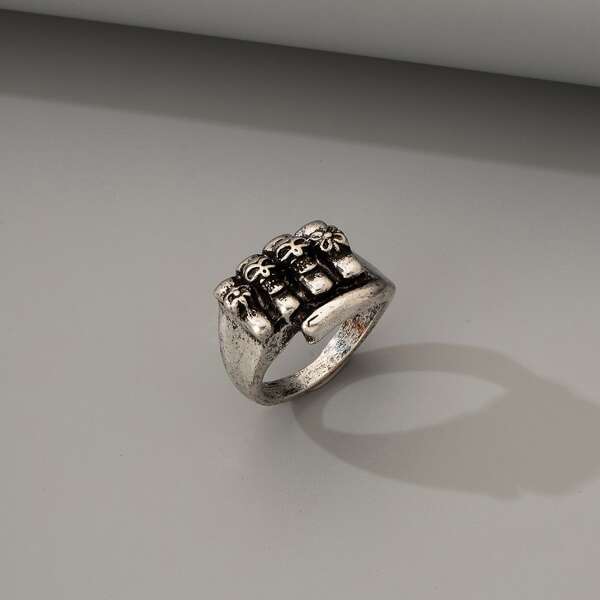 

Men Skull Decor Ring, Antique silver