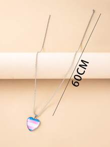 Trans Pride Cờ Trái tim Mặt dây chuyền Vòng cổ - Bạc - Xem 4