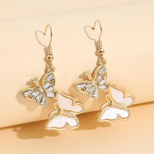 

Butterfly Drop Earrings, Gold