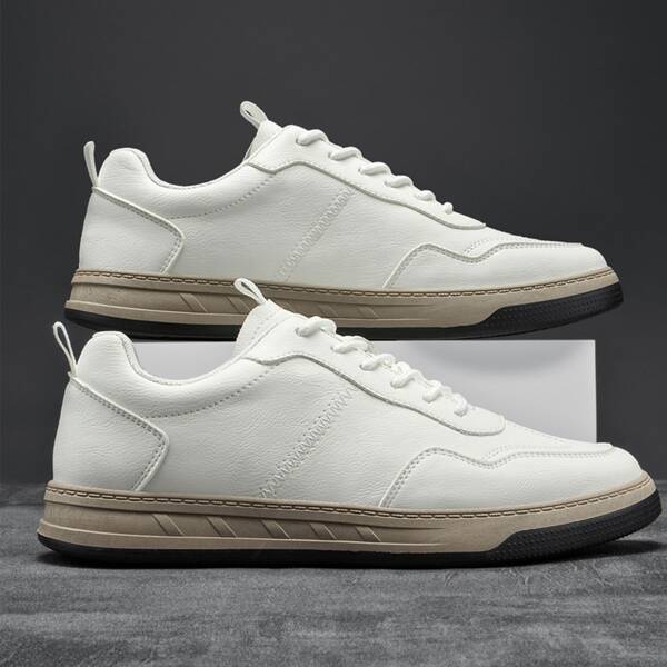 

Men Stitch Detail Lace-up Front Skate Shoes, White