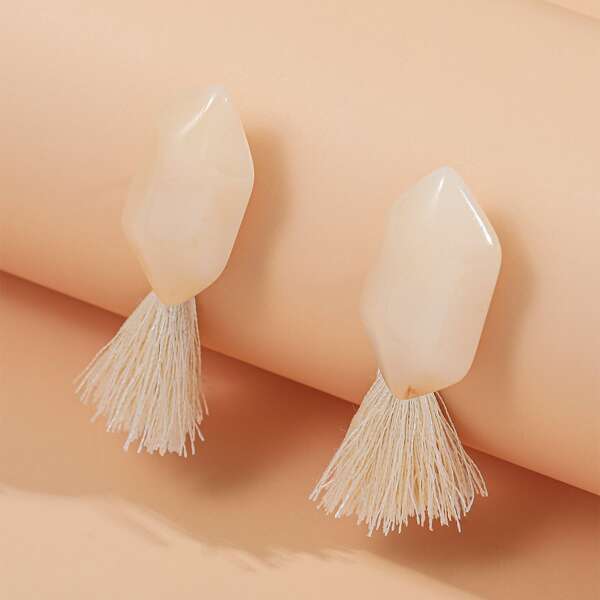 

Tassel Decor Earrings, Beige