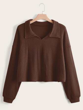 Plus Collar Neck Drop Shoulder Tee