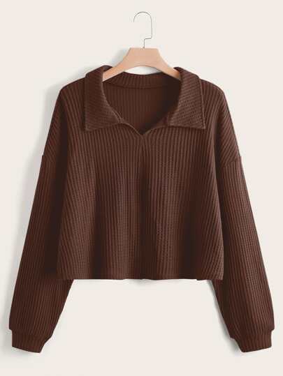 Plus Collar Neck Drop Shoulder Tee