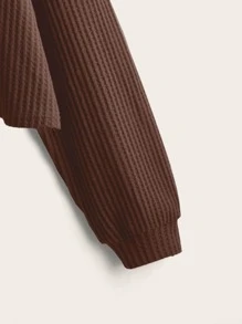 Flirla 大碼翻領落肩T恤 - 咖啡棕 - 查看 3