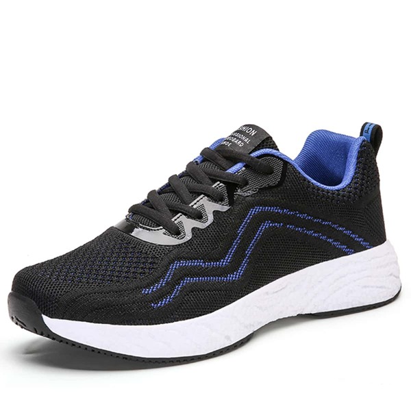 

Men Colorblock Lace-up Front Knit Sneakers, Black