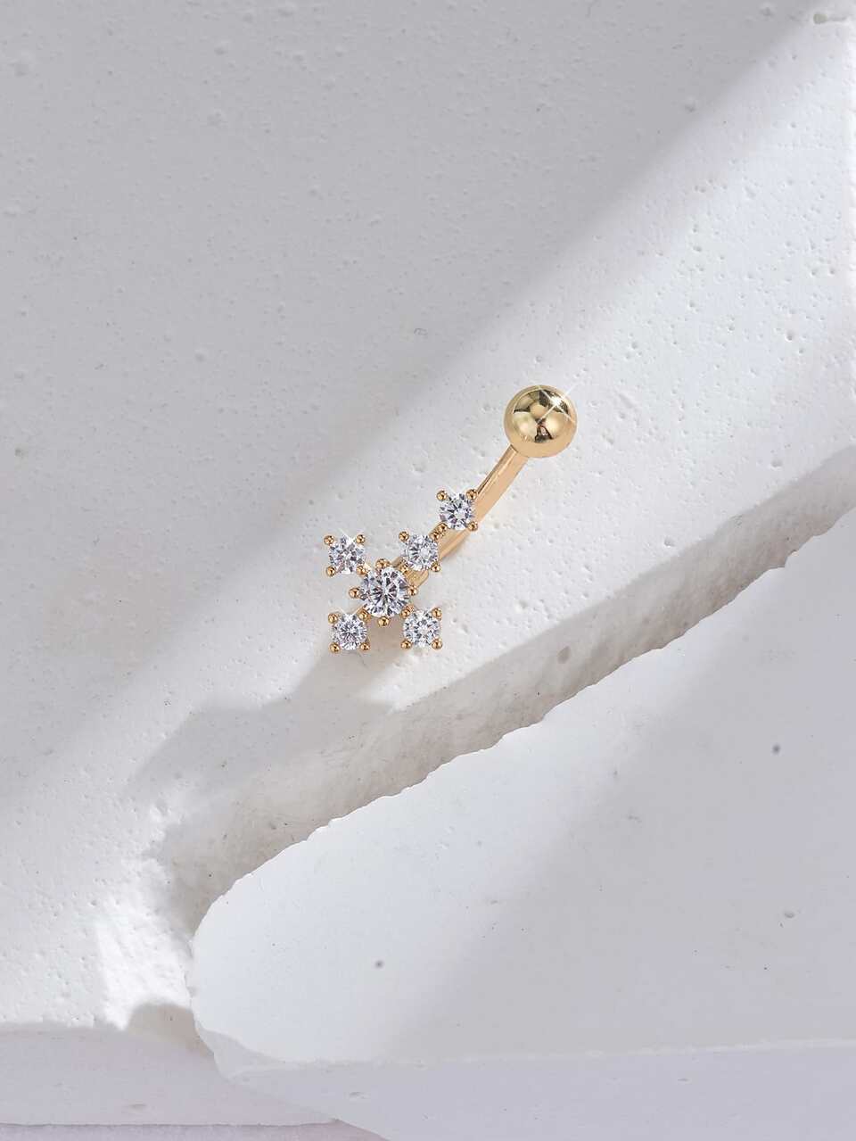 Rhinestone Decor Navel Belly Ring Stainless Steel Fashion Punk Perfect Piercing For Women & Men Body Jewelry Gift