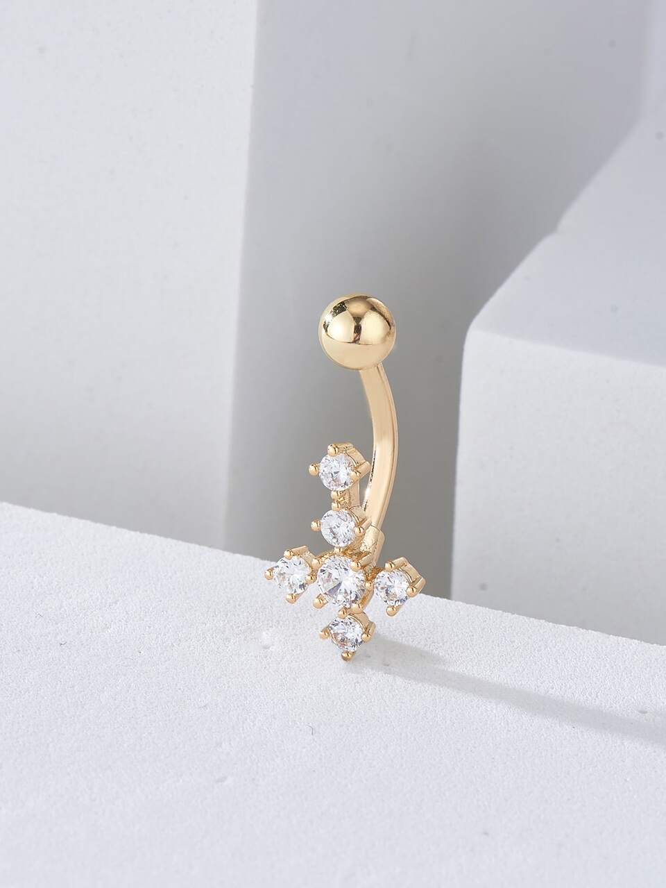 Rhinestone Decor Navel Belly Ring Stainless Steel Fashion Punk Perfect Piercing For Women & Men Body Jewelry Gift
