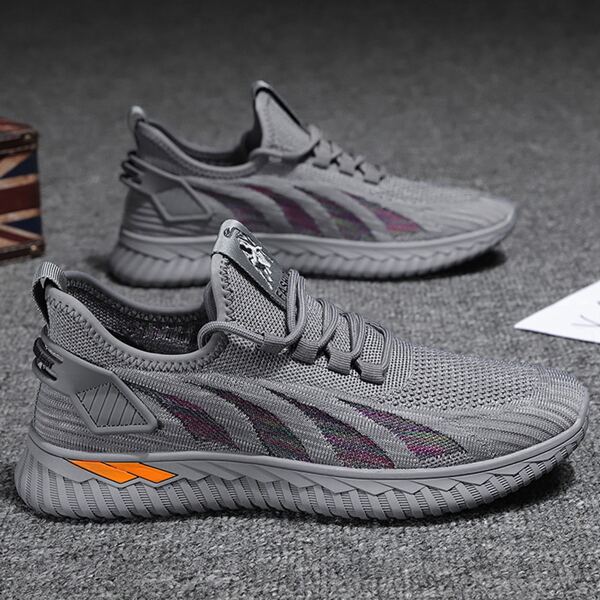 

Men Breathable Lace-up Front Running Shoes, Grey
