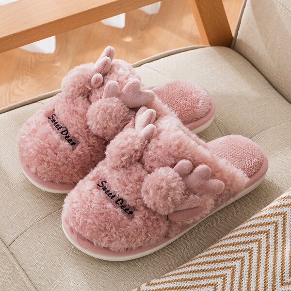 

Cartoon Design Fluffy Home Slippers, Purple
