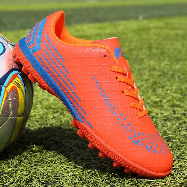 

Men Textured Lace Up Front Soccer Shoes, Orange