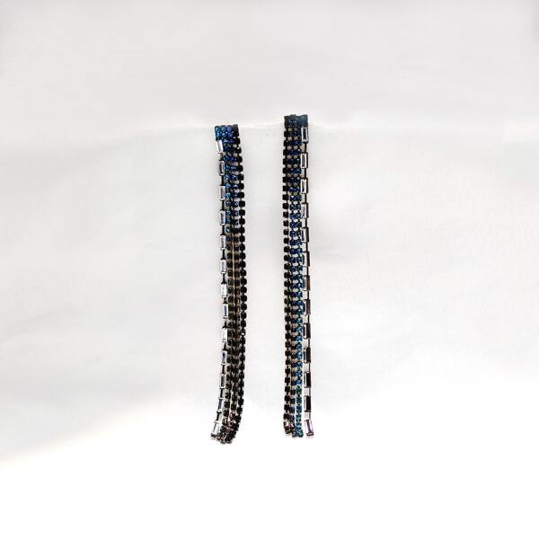 

Rhinestone Tassel Decor Drop Earrings, Black