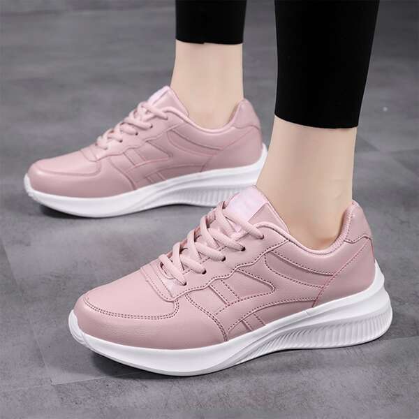 

Breathable Lace-up Front Running Shoes, Pink