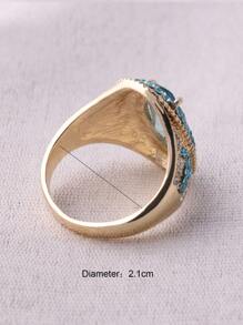 1pc Alloy Gold-Plated Light Blue Rhinestone Ring, Size 8, Multiple Colors Available - Multicolor - View 3