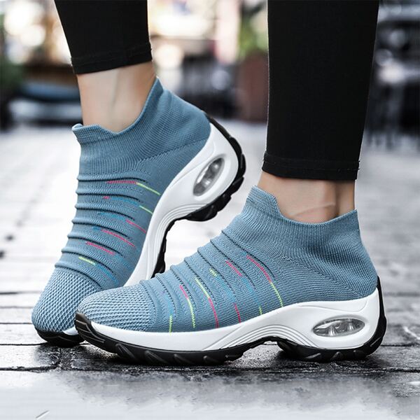 

Knit Detail Slip On Running Shoes, Blue