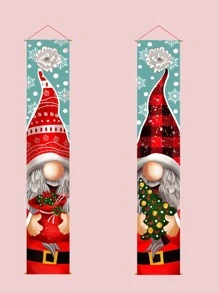 2件聖誕卡通圖案門橫幅