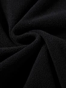 Manfinity Campus Court Aesthetic Post--Men's Loose Fit Letter Patch Quarter Zip Thermal Sweatshirt Going Out Letter Long Sleeve Casual Sweatshirt, For Friends, Husband, Boyfriend Gifts, Black , Fall/Winter - Black - View 3