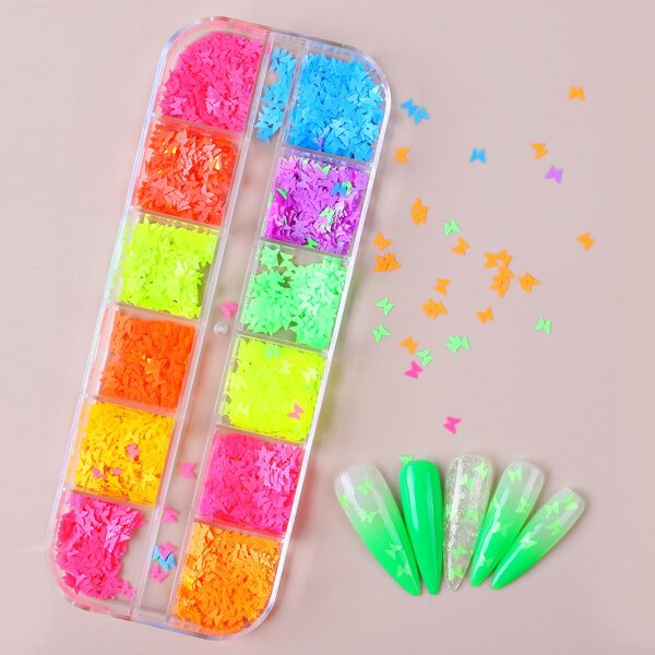 

1box Butterfly Shaped Nail Art Decoration, Multicolor