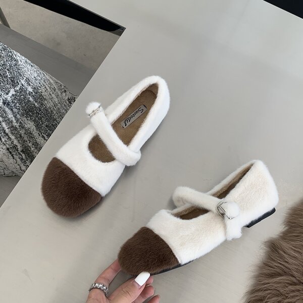 

Two Tone Fluffy Mary Janes, Multicolor