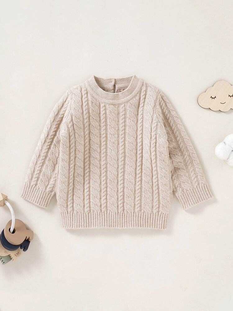 Baby Boys' Cable Knit Sweater - Apricot - View 1