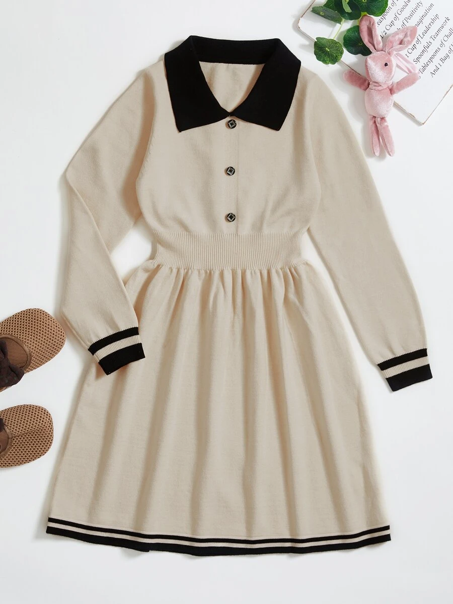 SHEIN Tween Girls' Turtleneck Sweater Dress