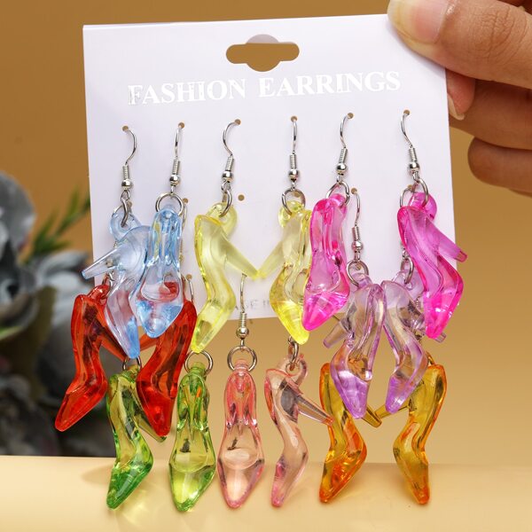 

8pairs High Heels Earrings, Multicolor