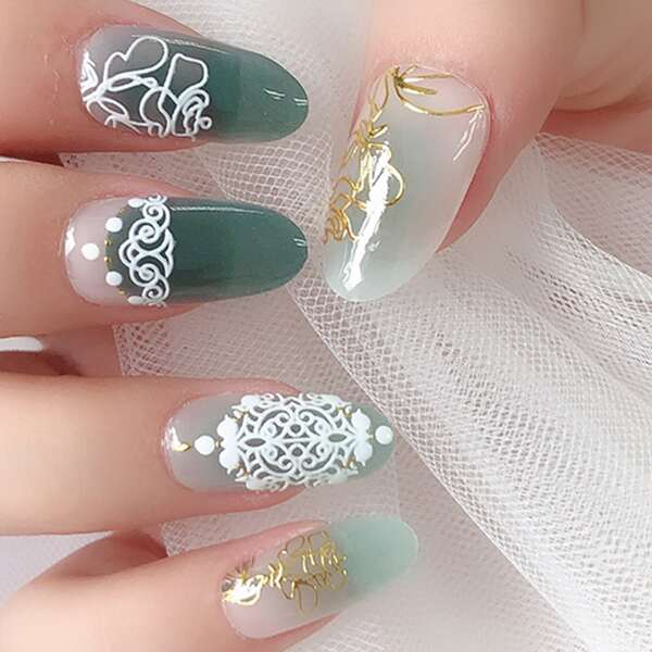 

14pcs Ombre Nail Art Sticker & 1pc Nail File, Multicolor