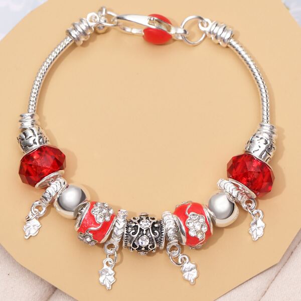 

Rhinestone Detail Bead Decor Bracelet, Multicolor