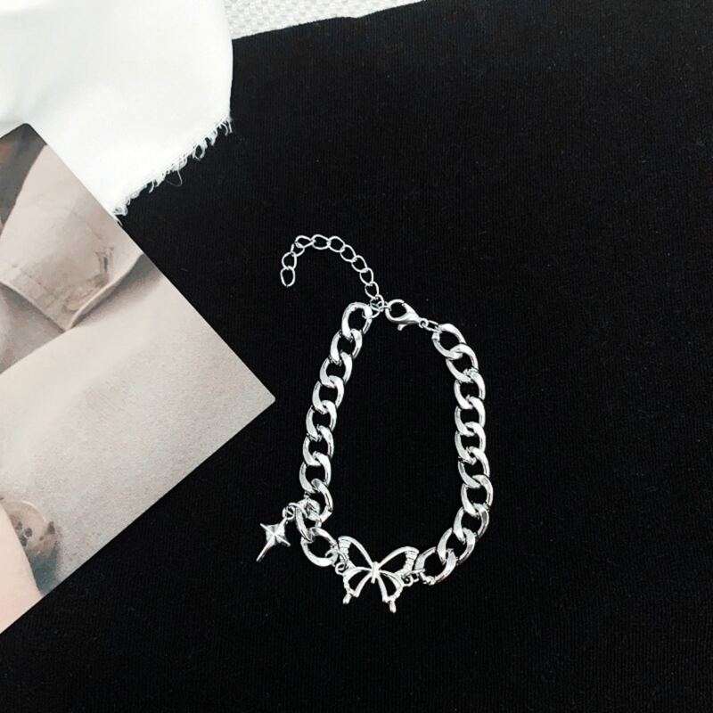 

Butterfly Decor Chain Bracelet, Silver