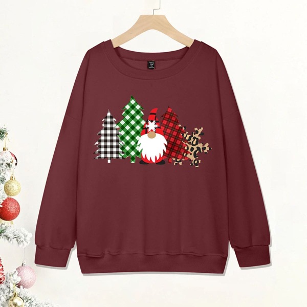 

Plus Christmas Trees Drop Shoulder Sweatshirt, Redwood