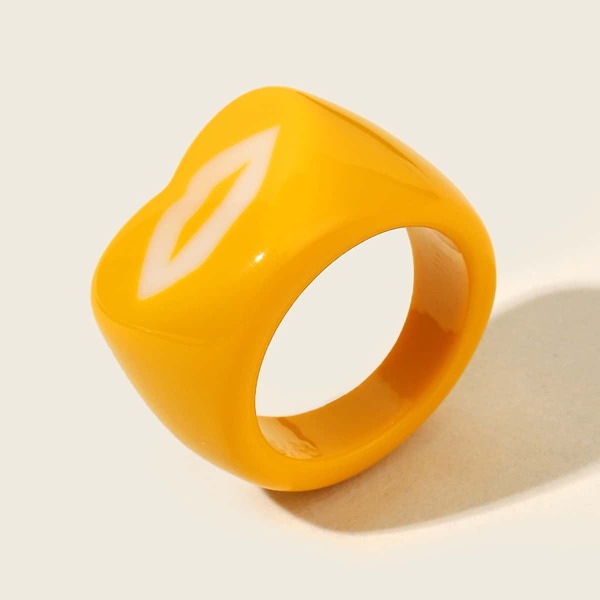 

Lips Print Ring, Yellow