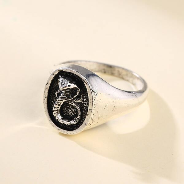 

Men Snake Decor Ring, Antique silver