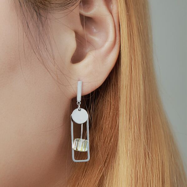 

Platinum Plated Crystal Decor Drop Earrings, Silver
