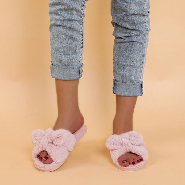 

Minimalist Fluffy Home Slippers, Pink