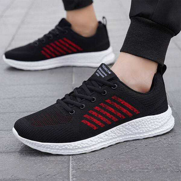 

Men Colorblock Lace-up Front Hollow Out Sneakers, Black