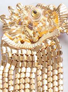 Pendientes con diamante de imitación con fleco - Negro - Ver 2