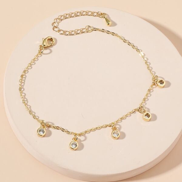 

Rhinestone Charm Bracelet, Gold