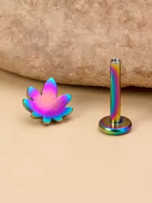 葉子細節嘴唇穿孔首飾類不銹鋼時尚朋克完美穿孔適合女士和男士身體鏈禮品 - 彩色 - 查看 1