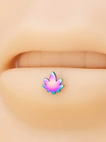 葉子細節嘴唇穿孔首飾類不銹鋼時尚朋克完美穿孔適合女士和男士身體鏈禮品 - 彩色 - 查看 2