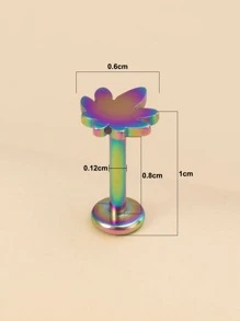 葉子細節嘴唇穿孔首飾類不銹鋼時尚朋克完美穿孔適合女士和男士身體鏈禮品 - 彩色 - 查看 4