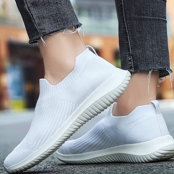 

Minimalist Knit Slip On Sneakers, White