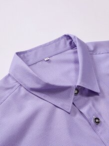 Manfinity Mode Men Patched Pocket Button Up Casual Long Sleeve Shirt For Boyfriend Gift, Fall - Lilac Purple - View 4