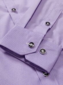 Manfinity Mode Men Patched Pocket Button Up Casual Long Sleeve Shirt For Boyfriend Gift, Fall - Lilac Purple - View 7
