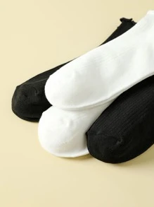 4pairs Lettuce Trim Socks - Black and White - View 3