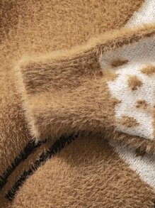 Toddler Girls Deer Pattern Fluffy Knit Jumper - Brown - View 4