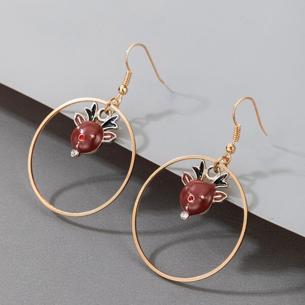 

Circle Decor Christmas Earrings, Gold