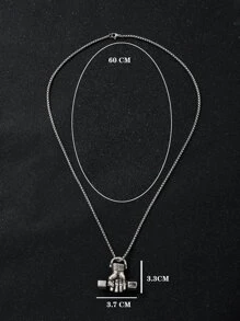 Vòng cổ hợp kim quyến rũ quả tạ nam thời trang và phổ biến cho kỳ nghỉ và cho vẻ ngoài sành điệu - Bạc - Xem 3