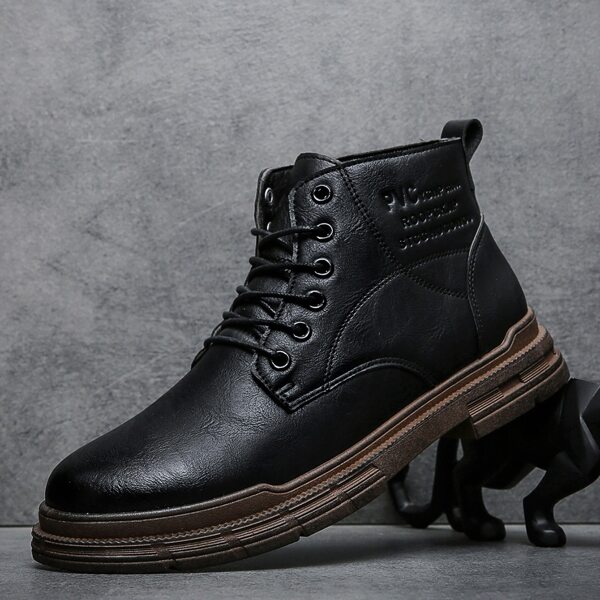 

Men Minimalist Lace-up Front Boots, Black