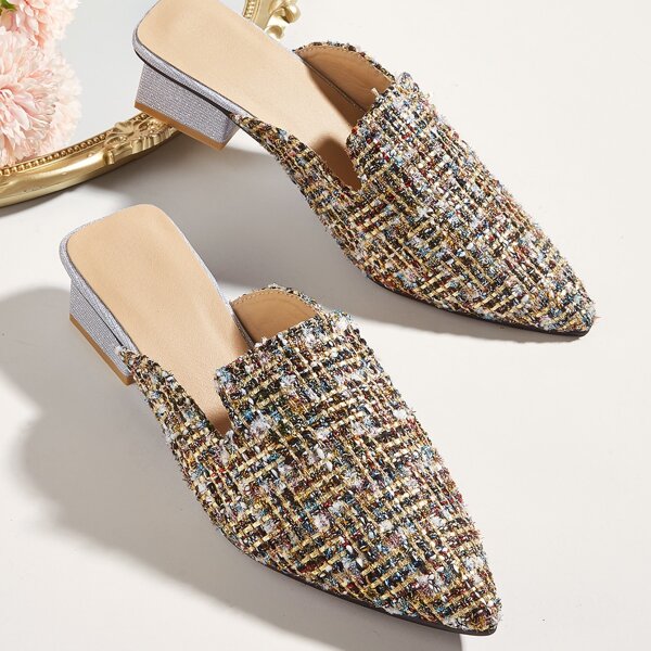 

Point Toe Chunky Mules, Multicolor