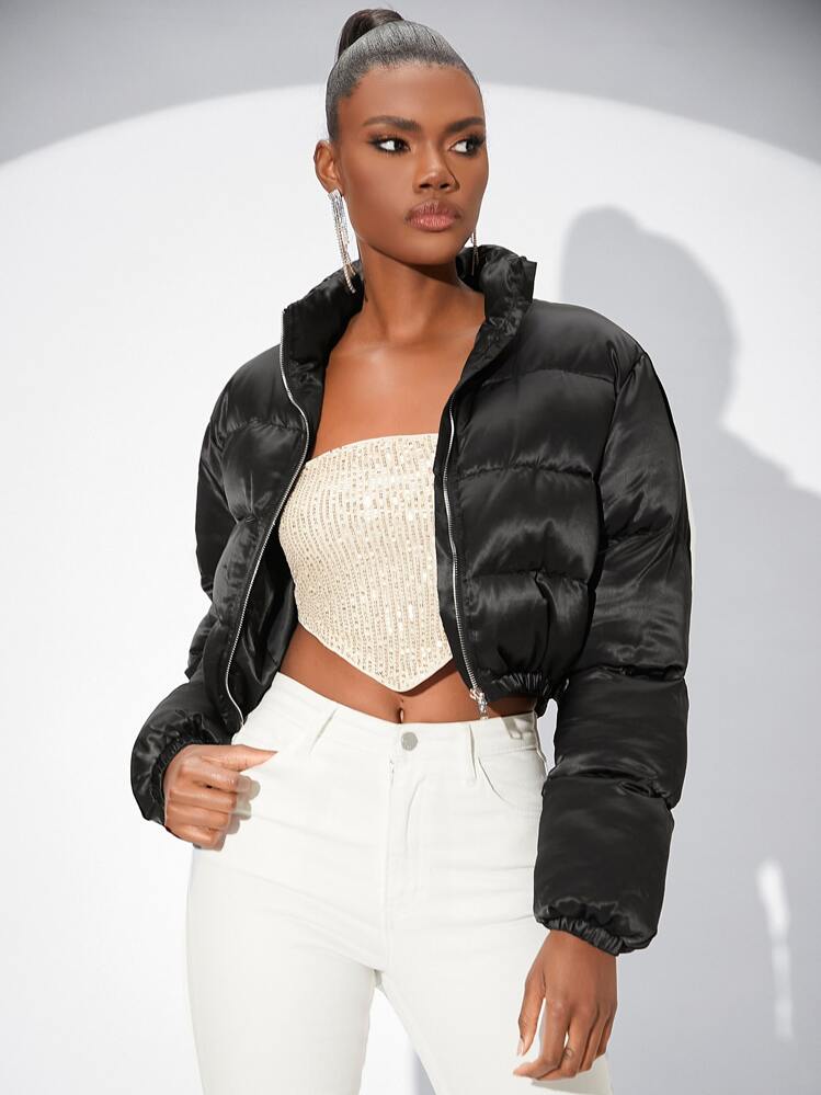 SHEINNeu Zip Up Crop Padded Coat For Winter Wear | SHEIN South Africa