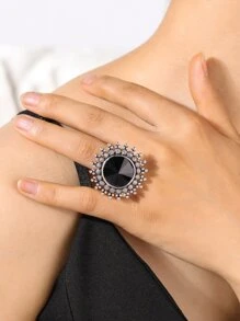 1入組簡約風戒指 - 黑色 - 查看 1